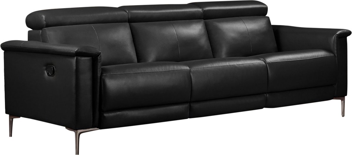 Notio Living Lund-Sofa 3-zits - 2 Handmatige Relax - Zwart PU
