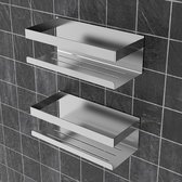 Roestvrijstalen doucherek zonder boren, zelfklevende wandmontage badkamer doucheplank