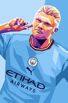 Erling Haaland Poster | Voetbalposter | Manchester City | Pop Art | 51x71cm | B2 Poster | Wanddecoratie | Muurposter | Geschikt om in te lijsten