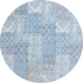 Vintage rond vloerkleed - Patchwork - Tapijten woonkamer - Sunrise blauw - 170cm ø