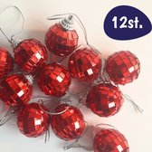 Kerstballen - 3cm - 12 Stuks - Rood - Discobal Kinderen - Discobol - Kerstmis Decoratie - Mini Disco Set