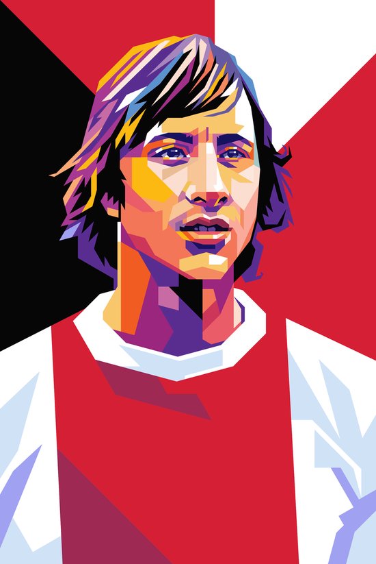 Johan Cruijff Poster | Nummer 14 | Ajax | Voetbalposter | 51x71cm | B2 Poster | Wanddecoratie | Pop Art | Muurposter | Geschikt om in te lijsten