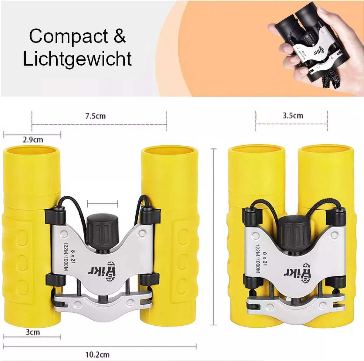 Hikr Verrekijker kinderen – BaK-4 8x21 – Compact & lichtgewicht – Junior speelgoed voor vogelspotten & buitenavonturen – Donkerblauw — afbeelding 5
