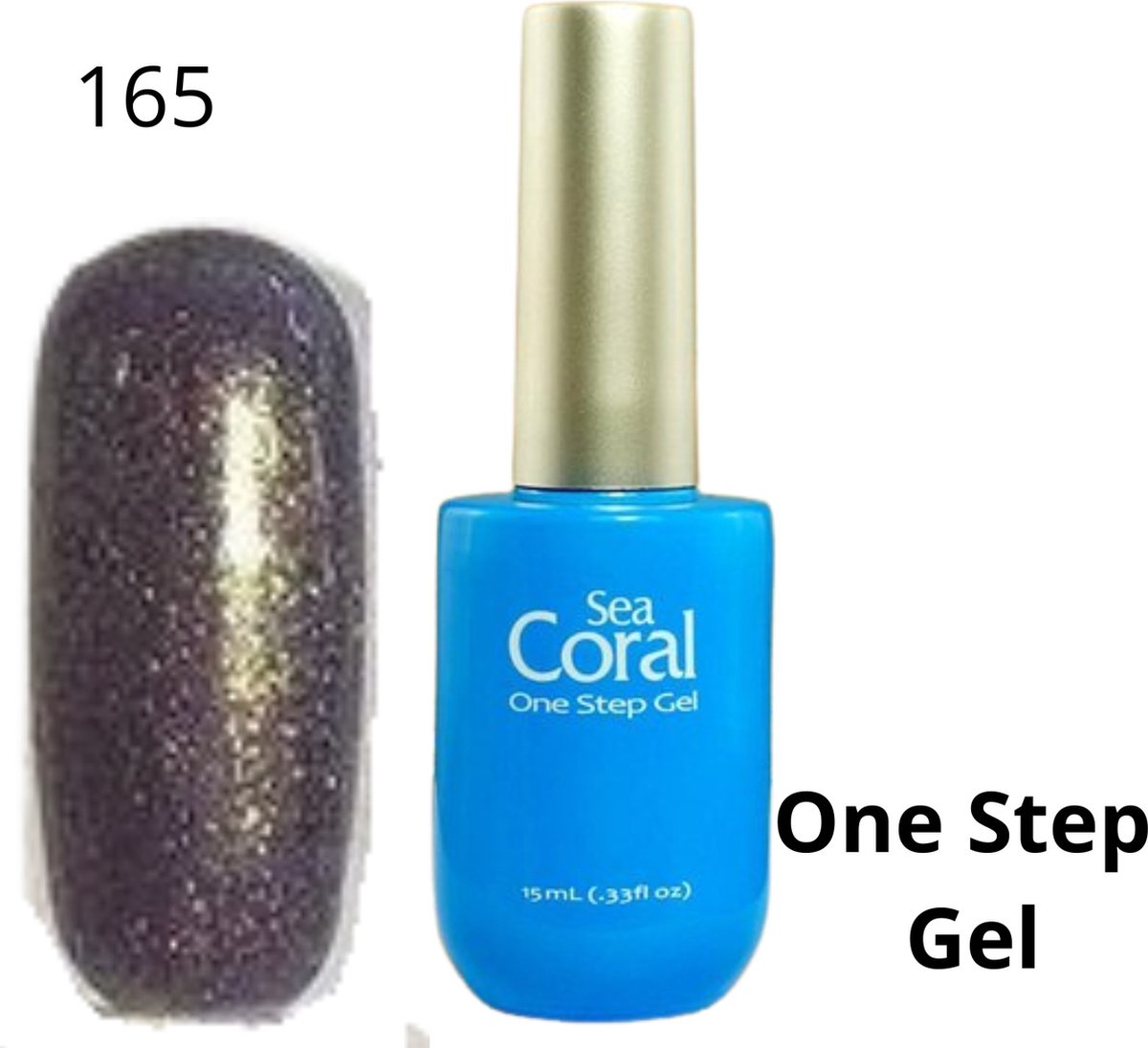 SeaCoral One Step No Wipe Gellak, Gel Nagellak, GelPolish, zónder kleeflaag, UV en LED, kleur 165