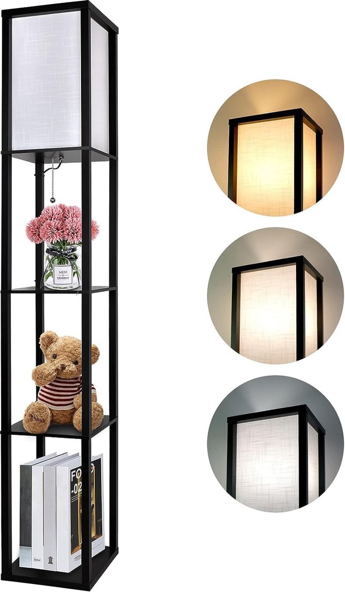 LED Vloerlamp met Verstelbare Kleurentemperaturen en Lampenkappen - Sfeervolle Verlichting voor Woonkamer en Slaapkamer