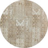 Vintage rond vloerkleed - Patchwork - Tapijten woonkamer - Lungo Crème - 140cm ø