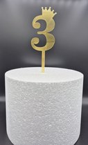 Taarttopper - Cijfer Large (17 cm) - drie - 3 - Taartdecoratie - Cake Topper - getal - voor leeftijd: 13 / 23 / 30 / 31 / 32 / 33 / 34 / 35 / 36 / 37 / 38 / 39 / 43 / 53 / 63 / 73 / 83 / 93