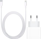 Simanti® iPhone Snellader 1 meter Lightning kabel - 20W Apple USB C Adapter - Geschikt voor Apple iPhone 14, 13, 12, 11, X, 9, 8, 7, 6, 5, 4 - iPad - Airpods