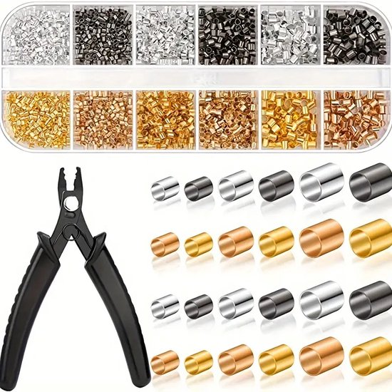 1 Set de perles à sertir en argent doré, Protection de fil, boucle de homard, anneau de saut et pince à nez courbée pour bricolage, Kit de Utilitaires de fabrication de Bijoux