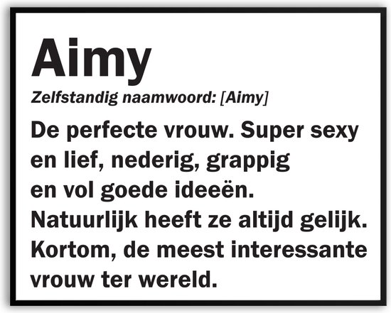 Aimy betekenis Grappig Fotolijst met glas 50 x 70 cm - Cadeau - Kado