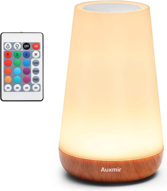 Led-bedlampje met aanraakfunctie, dimbaar, met 13 kleuren en 4 modi, USB-oplaadbaar, nachtlampje met afstandsbediening, nachtlampje met timerfunctie voor slaapkamer en camping, lichtbruin