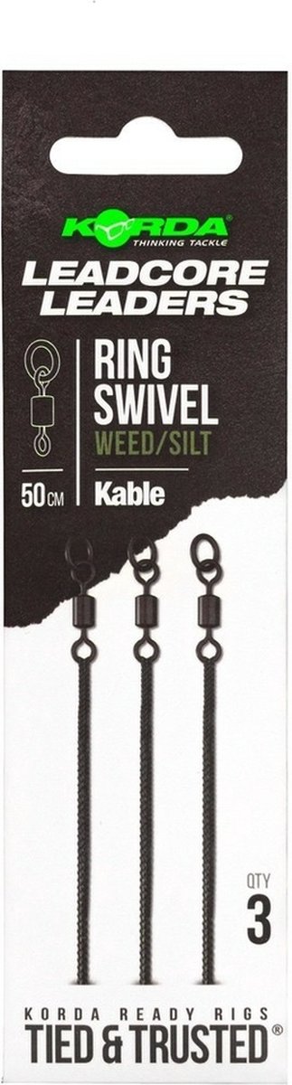 Korda Kable Leadcore Leader Ring Swivel Weed 50 cm