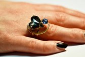 SWEET LOVE Handgemaakte verstelbare ring - Italiaans ontwerp met SWAROVSKI ELEMENTS™ - Rhodium-plated en vergulde sieraden .