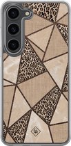 Casimoda® hoesje - Geschikt voor Samsung Galaxy S23 Plus - Leopard Abstract - 2-in-1 case - Schokbestendig - Luipaardprint - Verhoogde randen - Bruin/beige, Transparant