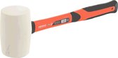Kendo - Rubber hamer 450 gram - met ergonomisch fiberglas handvat - Dubbelzijdige witte rubberhamer - fibersteel