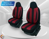 Op maat gemaakte piloten autostoelhoezen compatibel met Skoda Enyaq bestuurder en passagiers vanaf 2021 / auto stoelhoezen beschermhoezenset autostoelhoezen 2-pack in zwart/wijnrood