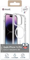 Muvit, Coque pour iPhone 14 Pro Antichoc Compatible 3M MagSafe, Transparente