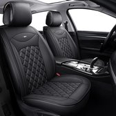 2 stuks luxe autostoelhoezen, universeel, goede kwaliteit, PU-leer, waterdicht, autostoelhoezen, compatibel met airbag, ontwerp van de rugleuningtas, geschikt voor de meeste auto (Zwart)