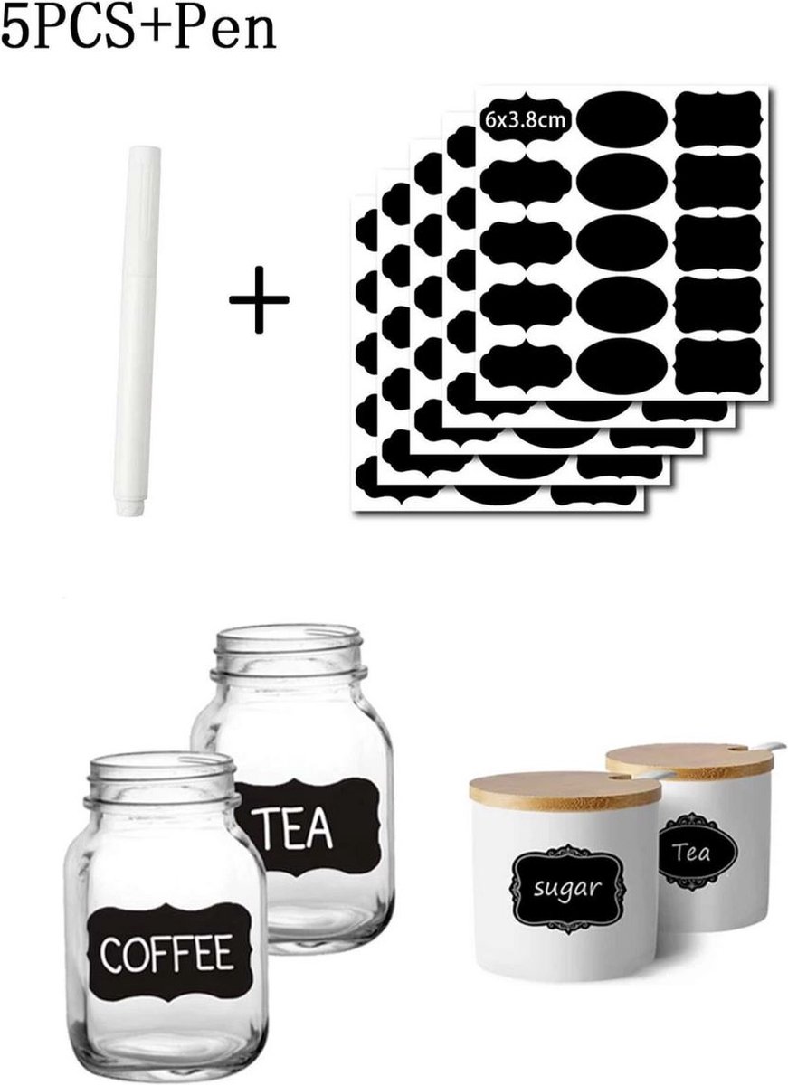 5 vellen krijtbord stickers + krijtbord stift