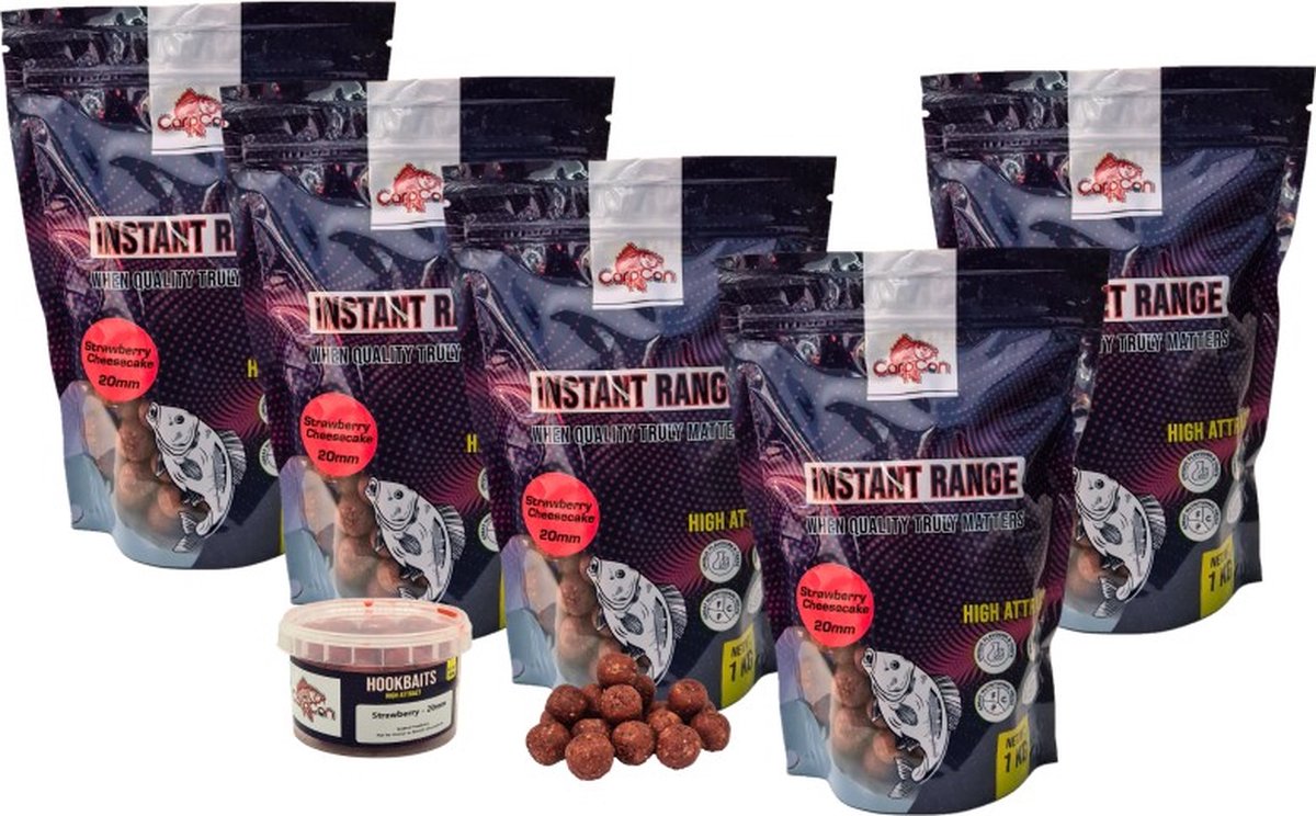 5kg Instant Range Boilies 'Strawberry Cheesecake' + Hookbaits - 20mm - Boilies Karper Aas