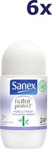 6x Sanex Deodorant Roller Sanex Natur Protect Bamboo Pure & Fresh 50 ml