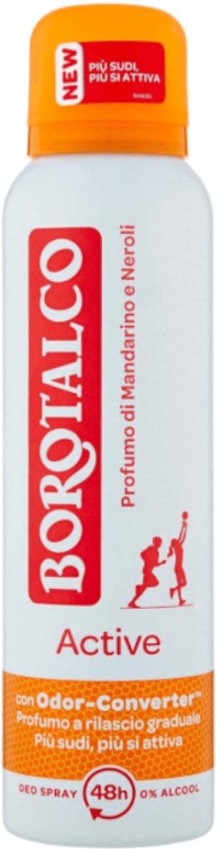 Goedkoopste Borotalco - Deodorant Spray - Active - Mandarin & Neroli Fresh - 0 Alcohol - 150 ml