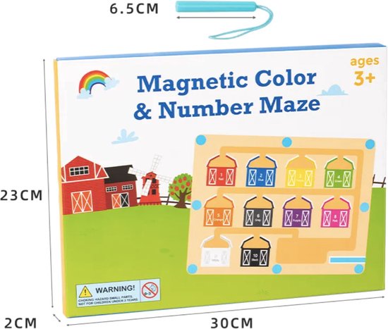 Magnetic Maze Boerderij- Magnetische kleur en nummer doolhof voor peuters van 1 2 3 4, houten sorteren Montessori tellen bijpassende spellen, fijne motoriek educatieve geschenken voor jongens meisjes kleuters