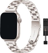 Innerlight® Narrow - Starlight - 42/44/45/49mm - Metalen bandje geschikt voor Apple Watch - Schakel Armband RVS - Stainless Steel Watch Band - Roestvrijstaal - Horlogeband - Geschikt als Apple watch bandje voor Series 1/2/3/4/5/6/SE/7/8/9/Ultra