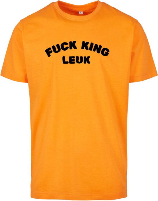 T-shirt oranje M - Fuck king leuk - soBAD. - Koningsdag - Oranje shirt dames - Oranje shirt heren - Unisex - Regular fit