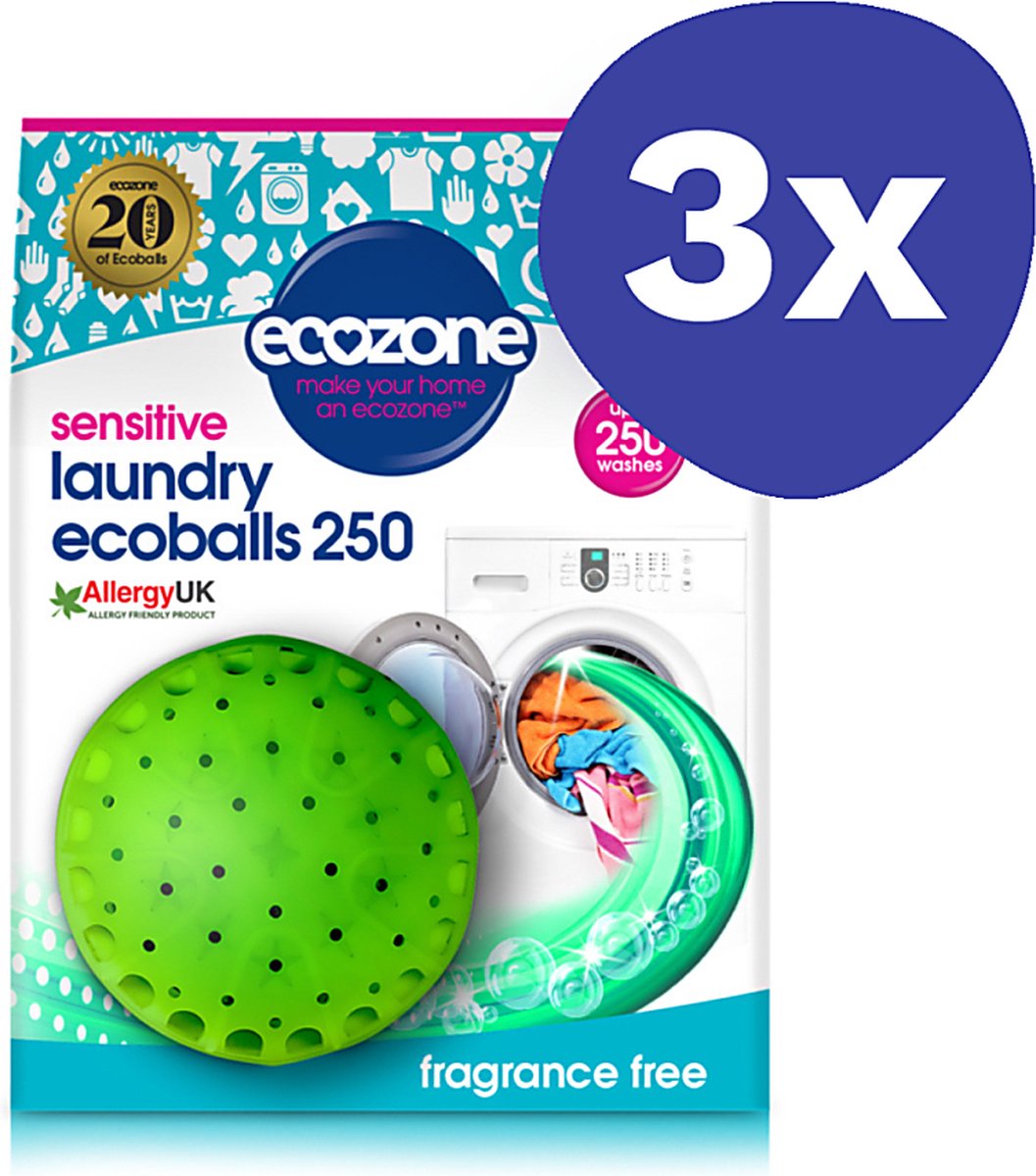 Goedkoopste Ecozone Ecoballs 250 wasbeurten - Fragrance Free (3x