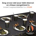 Zwarte tafel met gouden stippen, inclusief 2 wegwerptafellakens. Hoge kwaliteit en waterdicht.