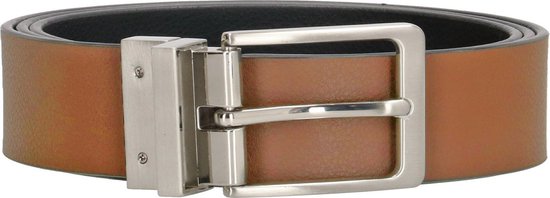 Riem Unisexe Rotative en Cuir Exclusive DD - Ceinture Réversible - Femme et Homme - Cuir Véritable - Zwart et Cognac - Longueur totale 110 cm / Taille de ceinture 95