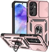 Coverup Ring Kickstand Back Cover met Camera Shield - Geschikt voor Samsung Galaxy A35 Hoesje - Rose Gold