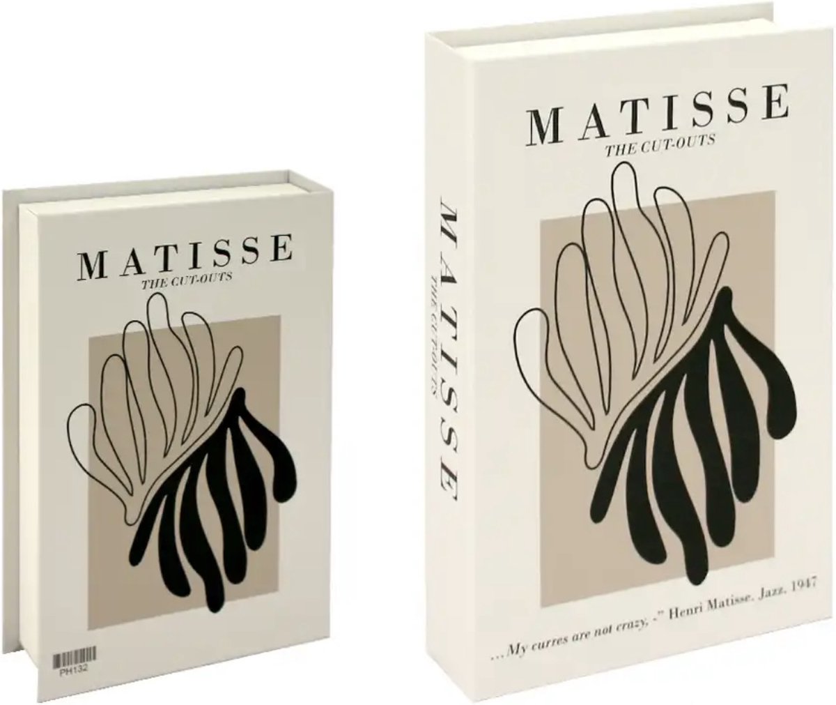 Opberg boek - Matisse - Beige- Opbergbox - Opbergdoos - Decoratie woonkamer - Boeken - Nep boek - Opbergboek