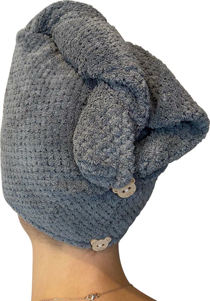 Microvezelstore.nl - Haar handdoek - Haarhanddoek microvezel - Hoofdhanddoek - Grijs - 25 x 65 CM