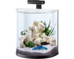 Aquarium - "Explorer Line 30L: Compleet Design Aquarium met Gebogen Voorruit, LED-verlichting en Onderhoudsbenodigdheden. Een Stijlvolle en Efficiënte Oplossing voor Aquariumliefhebbers. Kleur: Zwart."