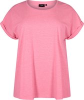 ZIZZI MKATJA, S/S, NEON TEE Dames T-shirt - Pink - Maat L (50-52)