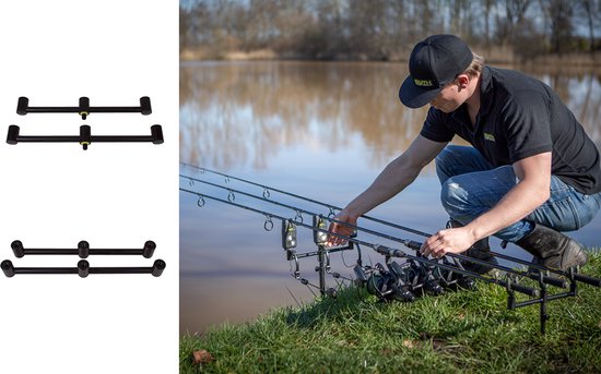 Faith Buzz Bar Set - 3-Rod - Zwart - Buzzerbar - Set van 2 - Hengelsteun voor 3 hengels - Karper - Rodpod — afbeelding 3