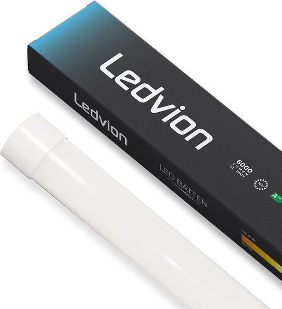 Ledvion Set van 2 LED Batten 150 cm, Geïntegreerde LED Lamp, 50W lichtstrip, 6000 lumen, 4000K, plafondlamp voor binnentoepassingen, daglicht Wit