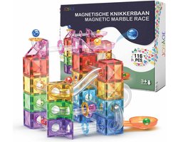 foto van Joyage Magnetische Knikkerbaan - 116st - Sinterklaas cadeautjes - Constructie speelgoed jongens 4 jaar Magnetic tiles knikkerbaan - Magnetisch Speelgoed knikkerbaan 5 jaar - Meisjes speelgoed 6 jaar Jongens Speelgoed 3 jaar Speelgoed 7 jaar 8 jaar