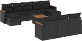 vidaXL-11-delige-Loungeset-met-kussens-poly-rattan-zwart