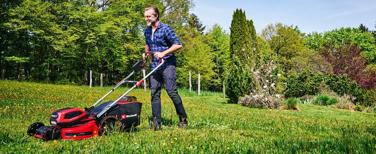 Einhell Professional Accu Grasmaaier GP-CM 36/52 S BL Li Kit - Power X-Change - 36 V/Li-ion - Maaibreedte: 52 cm - Aanbevolen gazonoppervlakte: tot 1200 m² - 65 L opvangzak - Maaihoogte: 25-80 mm - Incl. 4x 5.2 Ah Accu en 2x DUO-lader – foto 7