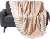 Homescapes - Sprei - Sterren en Strepen - 100% Katoen - Beige - 150x200 cm