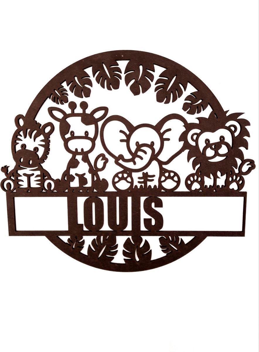 Goedkoopste Gepersonaliseerd jungle - safari - naambord - deurhanger - muurdecoratie - slaapkamer kind - baby