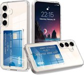 Hoesje Geschikt Voor Samsung Galaxy S24 Plus hoesje met pasjeshouder transparant Shock proof case met Kaarthouder