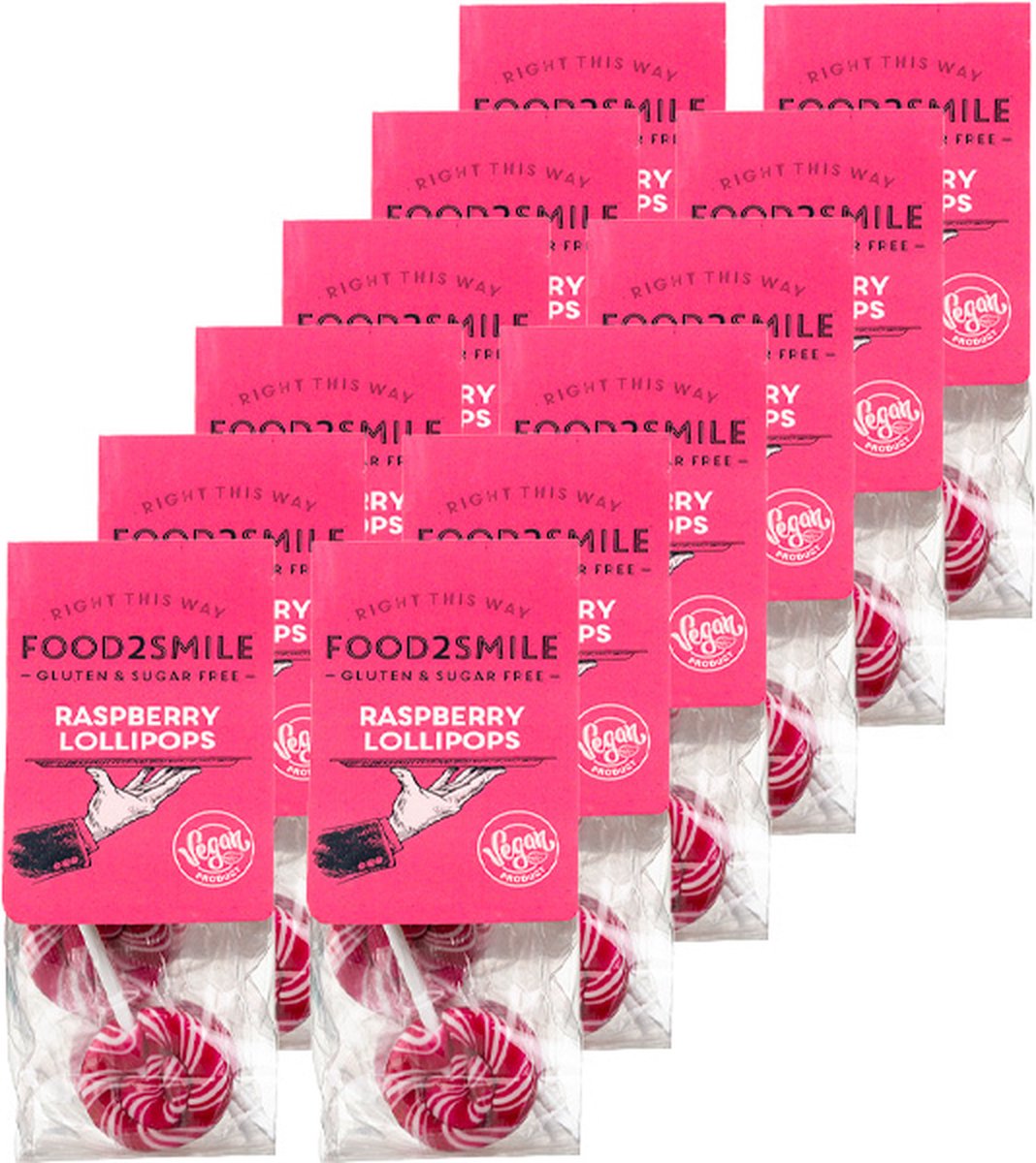 Food2Smile | Raspberry Lollipops | 12 stuks | 12 x 50 gram