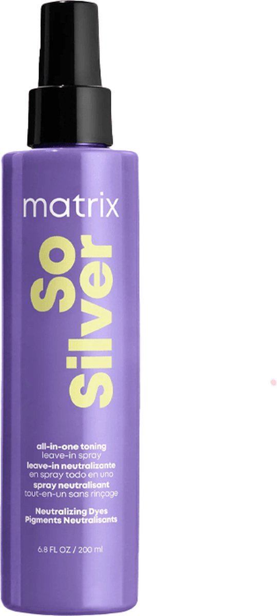 Matrix So Silver All-in-one Toning Leave-in Spray – Neutraliseert warme gele ondertonen in blond en grijs haar – 200 ml