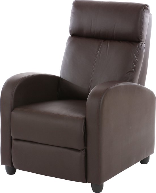 Televisiefotel Relaxfauteuil Ligfauteuil Denver, kunstleer ~ bruin