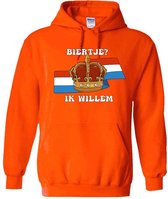 Biertje? Ik Willem Oranje Hoodie - drank - alcohol - koningsdag - kroon - nederland - holland - koningin - grappig - unisex - trui - sweater - capuchon