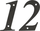 AMIG Huisnummer 12 - massief gesmeed staal - 10cm - incl. bijpassende schroeven - zwart